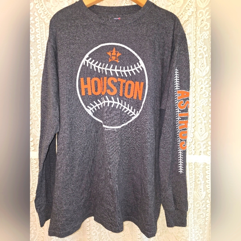 Houston Astros Gray Long Sleeve Shirt, Mens T-shirt, Astros Tee, MLB